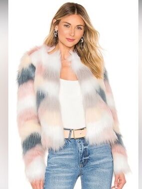 superdown Multicolor Pastel Fur Jacket